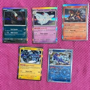 5 Pokemon Trading Cards - Holo/Reverse Holo and Rare